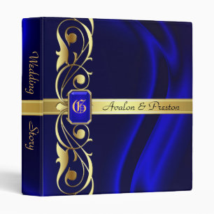 Marquis Blue Silk Gold Scroll Album Binder