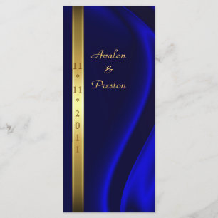 Marquis Blue Silk Gold Wedding Programme