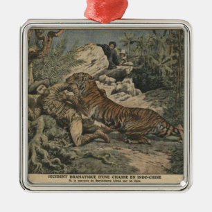 Marquis of Barthelemy wounded by a tiger Metal Ornament