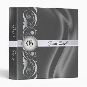 Marquis Pearl Silk Silver Scroll Guest Book Binder