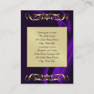 Marquis Purple Silk Gold Guest Info Business Card