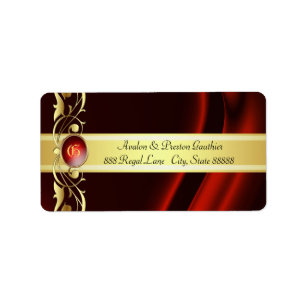 Marquis Red & Gold Silk Address Labels