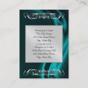 Marquis Teal Silk Silver Guest Info Business Card
