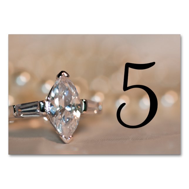 Marquise Diamond Ring Wedding Table Numbers (Front)