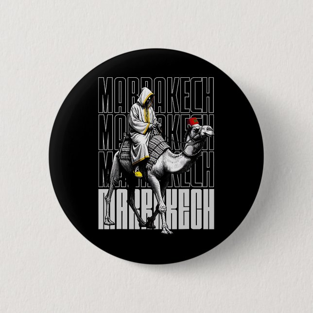 Marrakech Camel Sunset Morocco Flag Marrakesh Love 2 Inch Round Button (Front)