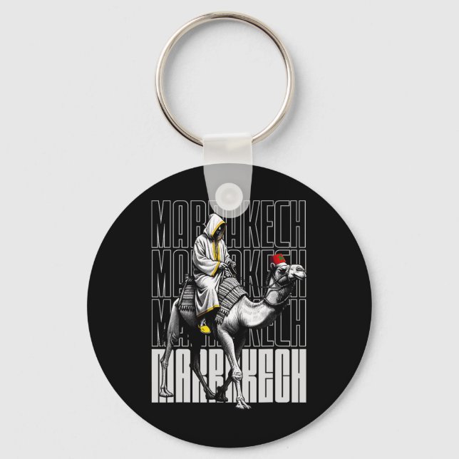 Marrakech Camel Sunset Morocco Flag Marrakesh Love Keychain (Front)