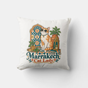 Marrakech Cat Lady Throw Pillow   Cat Decor 