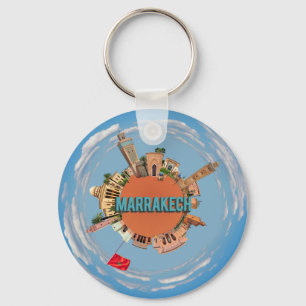 marrakech city little tiny planet morocco architec keychain