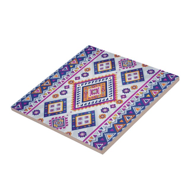 Marrakech Dream - Vibrant Moroccan Geometric Art Tile (Side)