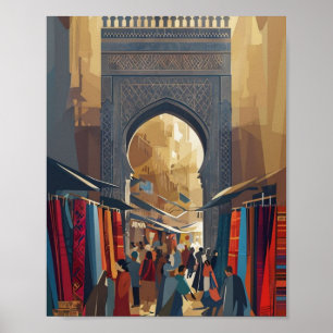Marrakech Market Poster – Minimalist Moroccan 