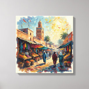 Marrakech Medina Marketplace Stretched Canvas Print