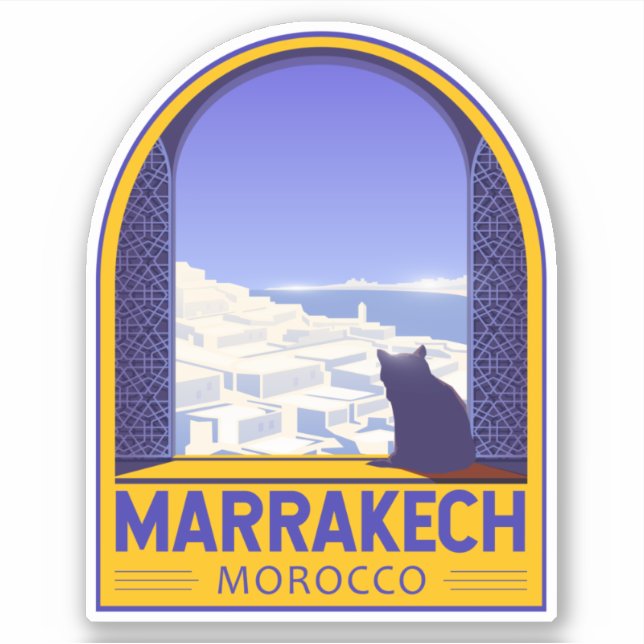 Marrakech Morocco Cat Retro (Front)