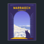 Marrakech Morocco Cat Retro Postcard<br><div class="desc">Marrakech retro travel design in a retro style.</div>