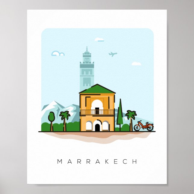 Marrakech Morocco illustration travel poster  (Front)
