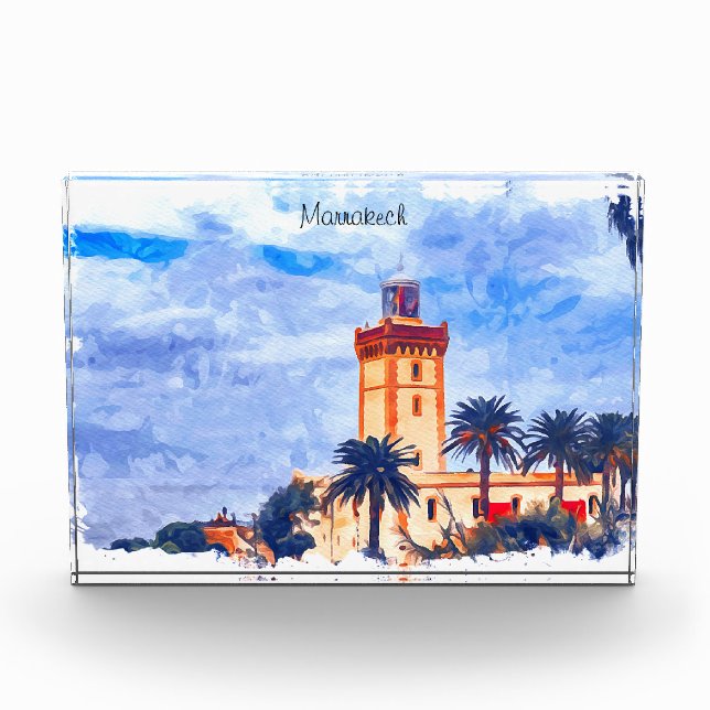 Marrakech Morocco Mosque Travel Photo Block (Front)