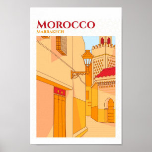 Marrakech Morocco Sketch Art Travel Illustration Poster
