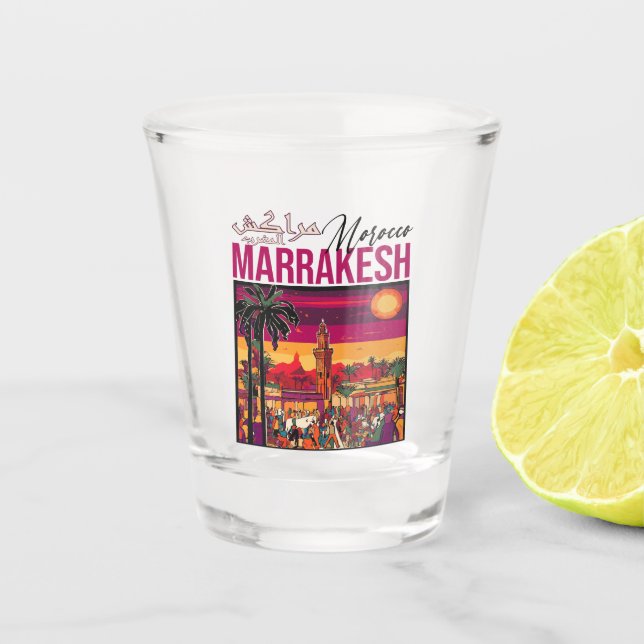 Marrakech Morocco souk Tourism Travel Souvenir Shot Glass (Front)