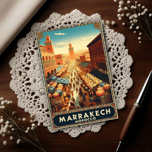 Marrakech Morocco Vintage Market Travel  Postcard