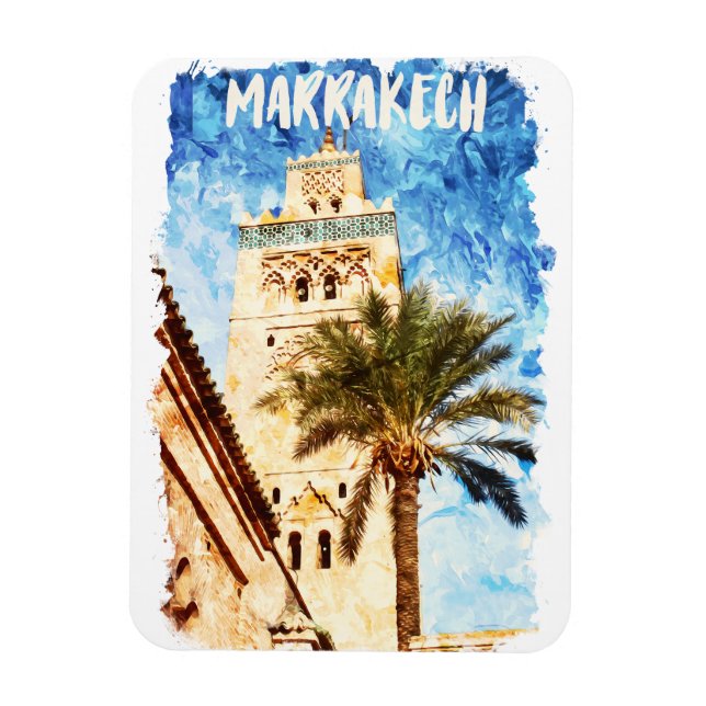 Marrakech Morocco Vintage Travel Magnet (Vertical)