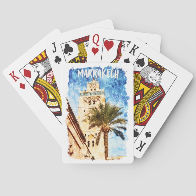 Marrakech Morocco Vintage Travel Playing Cards (Back)