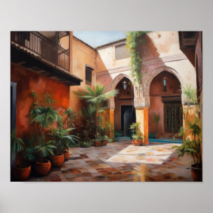 Marrakech Riad Maroc Peinture Art Imprimer Poster