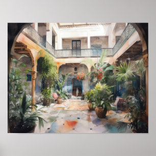 Marrakech Riad Morocco Painting Art Print Poster