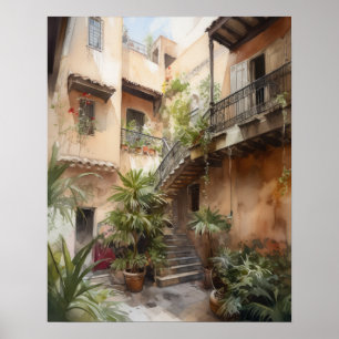 Marrakech Riad Morocco Painting Art Print Poster