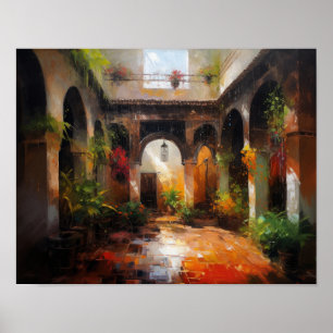 Marrakech Riad Morocco Painting Art Print Poster