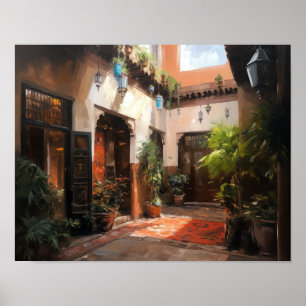 Marrakech Riad Morocco Painting Art Print Poster