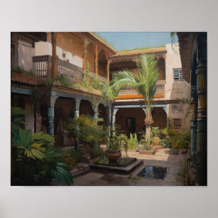 Marrakech Riad Morocco Painting Art Print Poster