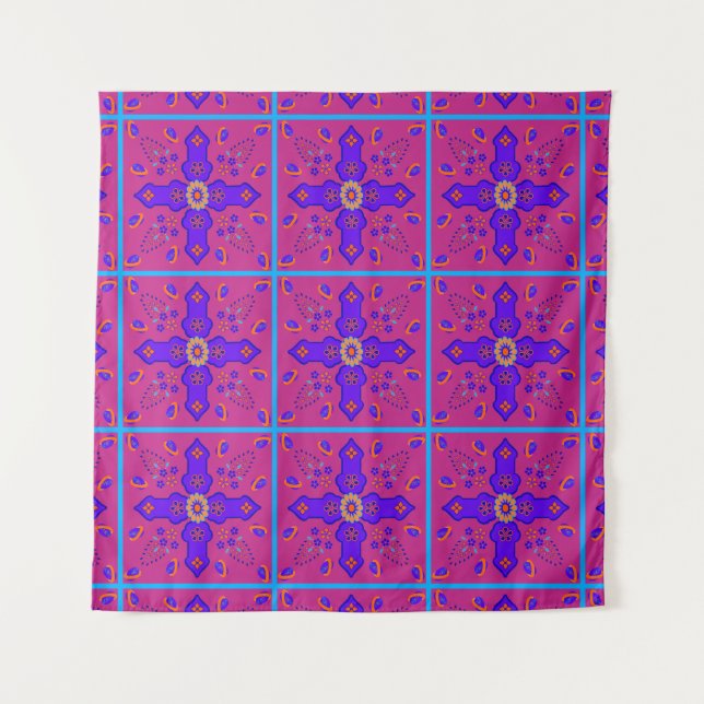 Marrakesh Arabesque inspired w/ ribbon eggs Tapestry (Front)
