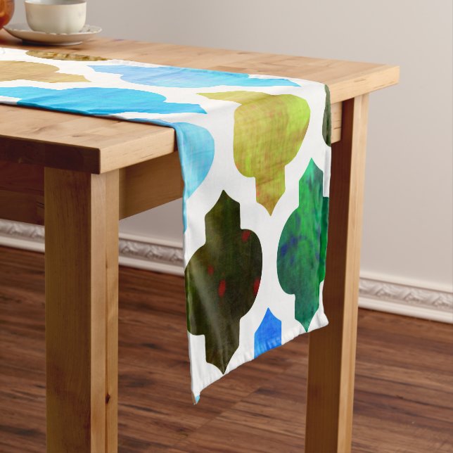 Marrakesh Moroccan Green Short Table Runner (In Situ)