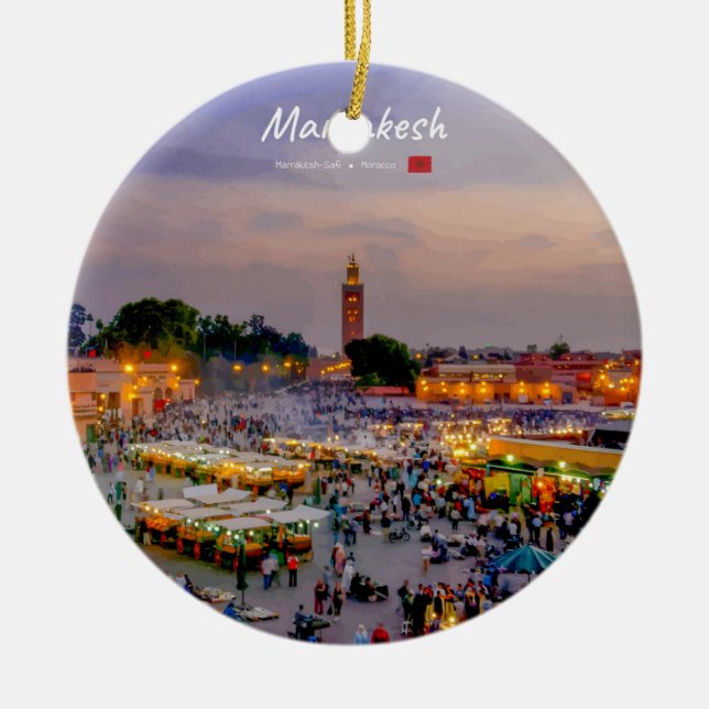 Marrakesh, Morocco - Jemaa el Fnaa Square Ceramic Ornament (Front)