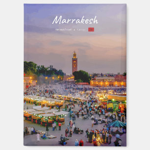Marrakesh, Morocco - Jemaa el Fnaa Square Flat Magnet