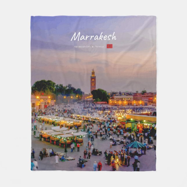 Marrakesh, Morocco - Jemaa el Fnaa Square Fleece Blanket (Front)