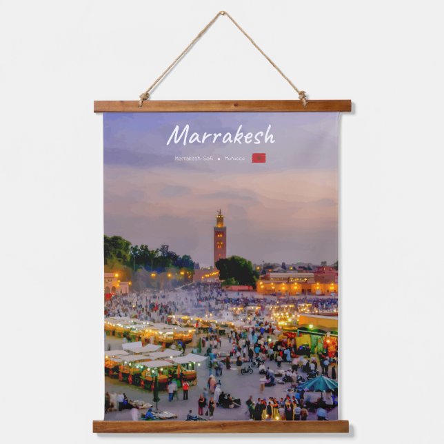 Marrakesh, Morocco - Jemaa el Fnaa Square Hanging Tapestry (Front)