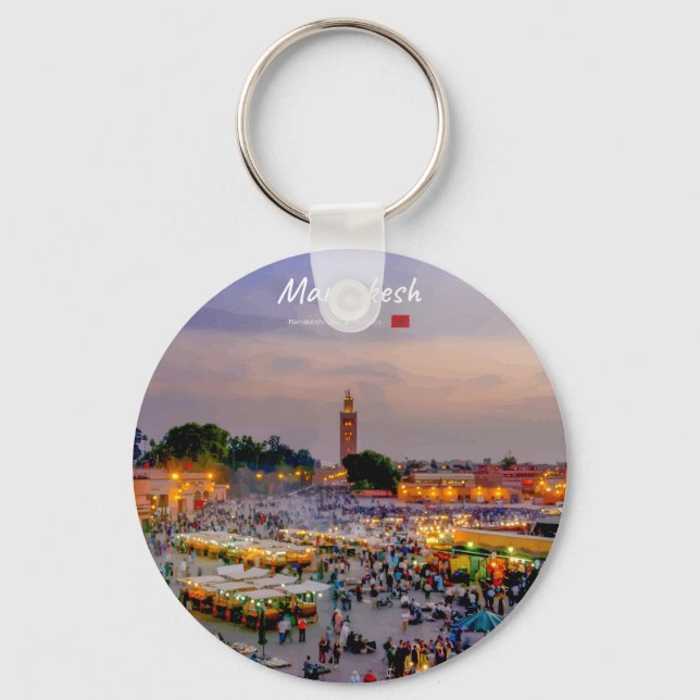 Marrakesh, Morocco - Jemaa el Fnaa Square Keychain (Front)