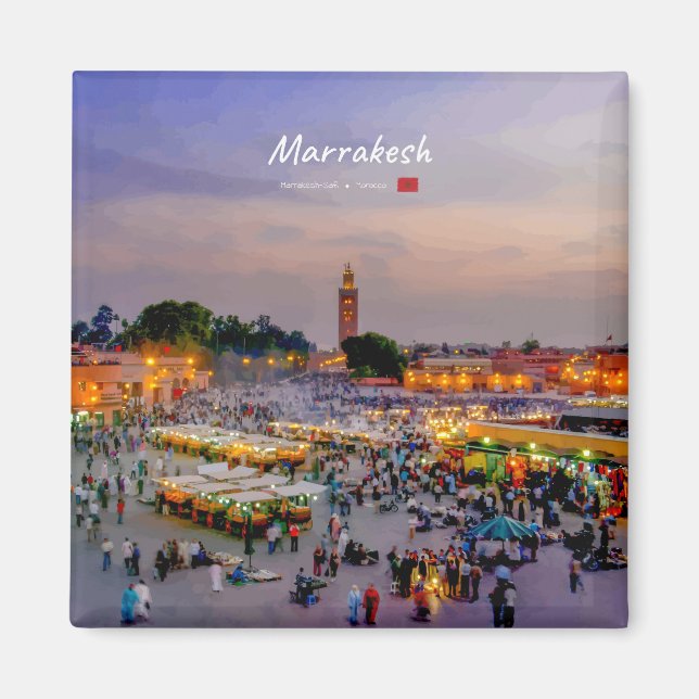 Marrakesh, Morocco - Jemaa el Fnaa Square Magnet (Front)