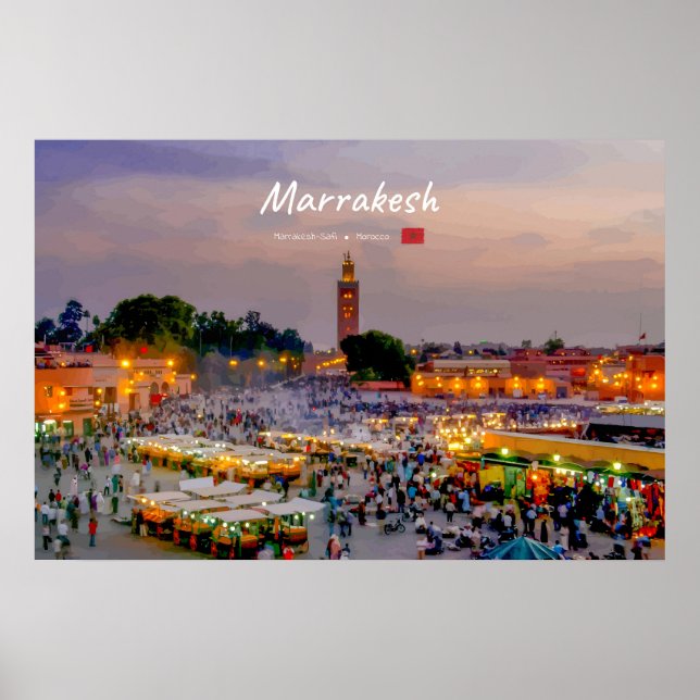 Marrakesh, Morocco - Jemaa el Fnaa Square Poster (Front)