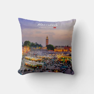 Marrakesh, Morocco - Jemaa el Fnaa Square Throw Pillow