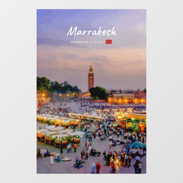 Marrakesh, Morocco - Jemaa el Fnaa Square Window Cling (Sheet)
