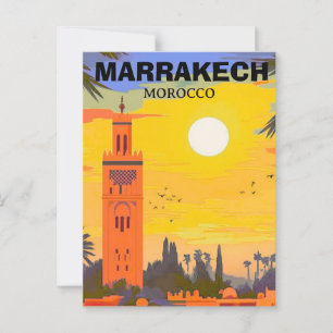 Marrakesh Travel Postcard Art, Morocco Travel Post