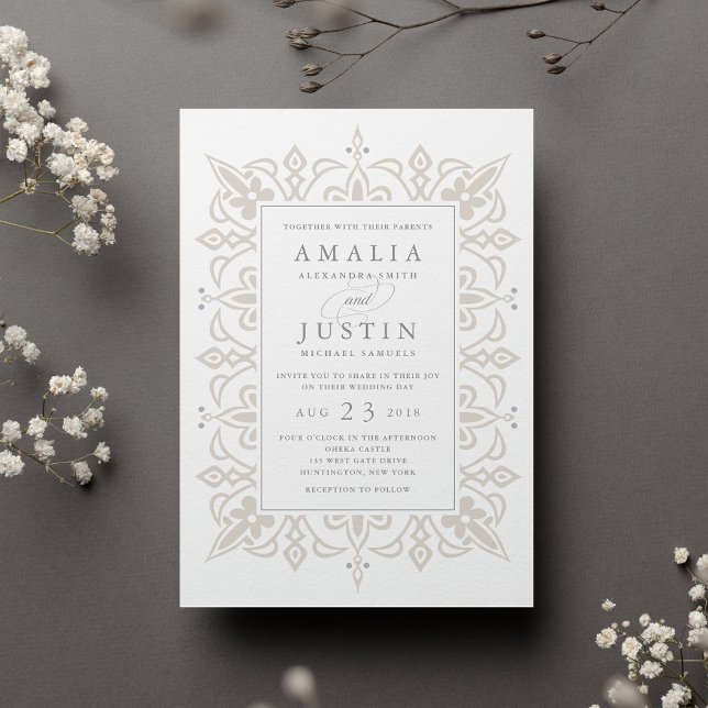 Marrakesh Wedding Invitation | Linen Greige (Creator Uploaded)