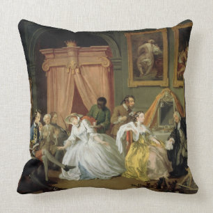 Marriage a la Mode: IV, The Toilette, c.1743 (oil Throw Pillow
