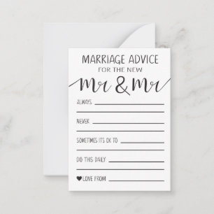 Marriage Advice Card For The New Mr And Mr
