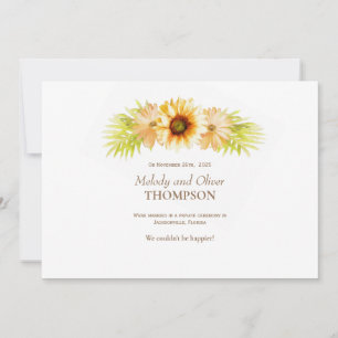 Marriage Announcement Rustic Painted Sunflower