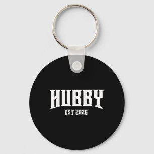Marriage Bachelor Party Grunge Rock Hubby Est 2026 Keychain