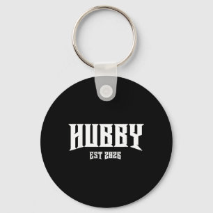 Marriage Bachelor Party Grunge Rock Hubby Est 2026 Keychain