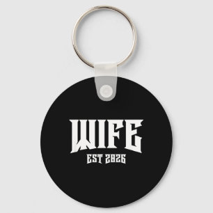 Marriage Bachelor Party Grunge Rock Wife Est 2026 Keychain