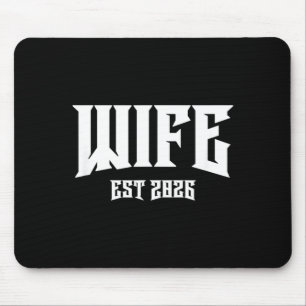 Marriage Bachelor Party Grunge Rock Wife Est 2026 Mouse Pad